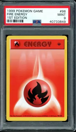 1999 Pokemon Base Set #98 Fire Energy 1st Edition PSA 9 - Image 1