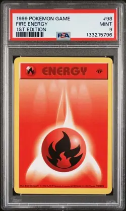 1999 Pokemon Base Set Shadowless 1st Edition, Fire Energy #98, PSA 9 - Image 1