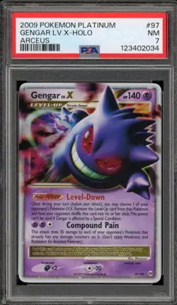 Pokemon Gengar Lv.X Platinum Arceus Holo Ultra Rare #97 PSA 7 - Image 1