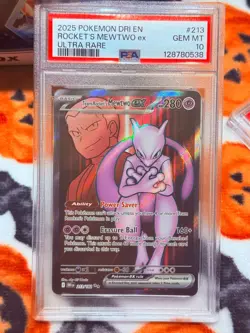 PSA 10 TEAM ROCKET'S MEWTWO EX 213/182 ULTRA RARE DESTINED RIVALS POKEMON 😍 - Image 1