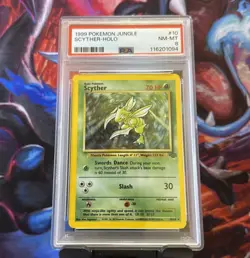 1999 POKEMON JUNGLE #10 SCYTHER-HOLO PSA 8 Unlimited - Image 1