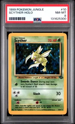 1999 POKEMON JUNGLE #10 SCYTHER-HOLO PSA 8 - Image 1