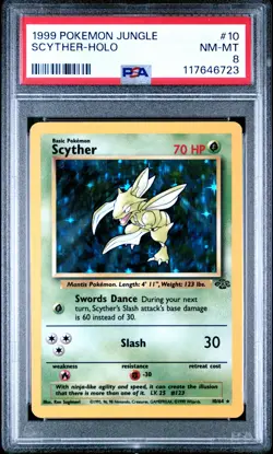 1999 POKEMON JUNGLE #10 SCYTHER-HOLO PSA 8 - Image 1