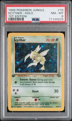 Scyther-Holo 1st Edition PSA 8 1999 Pokemon Jungle #10 - Image 1