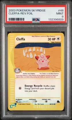 2003 POKEMON SKYRIDGE #48 CLEFFA-REVERSE FOIL PSA 9 - Image 1