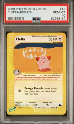 Pokemon Cleffa Reverse Holo Skyridge 48/144 PSA 10 - Image 1