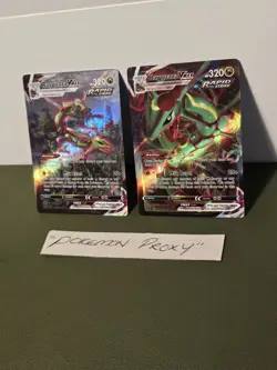 Rayquaza VMAX Holo & Rayquaza VMAX Homemade Decorative Display Pokemon Cards - Image 1