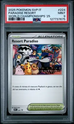 2025 POKEMON ITALIAN SVP IT-SV BLACK STAR PROMO #224 PARADISE RESORT PSA 9 - Image 1