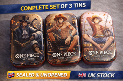 One Piece TS-02 Mini Tin - OP13 Carrying On His Will (set of 3) New in hand Seal - Image 1