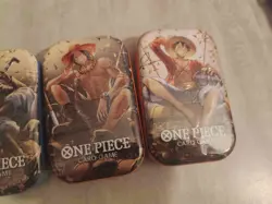 One Piece TS-02 Mini Tin - OP13 Carrying On His Will (set of 3) New in hand Seal - Image 4