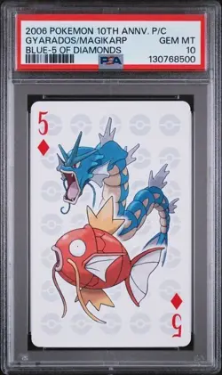 PSA 10 2006 POKEMON CENTER 10TH ANNIVERSARY PLAYING CARDS BLUE GYARADOS/MAGIKARP - Image 1