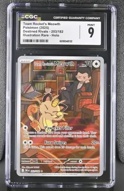 Team Rocket's Meowth *CGC 9* Illustration Rare *Destined Rivals* 203/182*Pokemon - Image 1