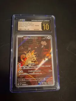 CGC 10 PRISTINE JAPANESE POKEMON 2025 Team Rocket's Meowth 109/098 Glory sv10 - Image 1