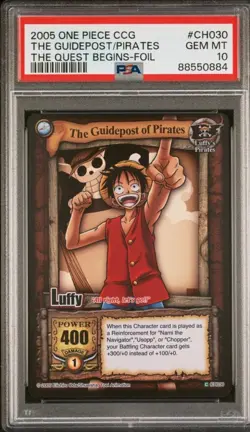 2005 One Piece CCG The Quest Begins - Luffy CH030 FOIL - PSA 10 Vintage - Image 1