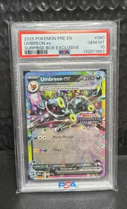 2025 Pokemon Prismatic Evolution Umbreon EX Surprise Box Exclusive PSA 10 - Image 1