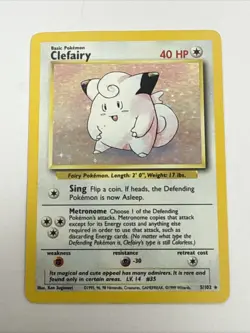 Clefairy 005/102 Base Set Holo Rare Pokemon Card 1999 WOTC MP Moderately Played - Image 1