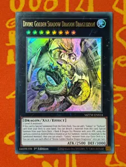 YUGIOH DIVINE GOLDEN SHADOW DRAGON DRAGLUXION ULTRA RARE 1ST NM MZTM-EN014 - Image 1