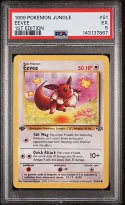 Pokemon 1999 Jungle 1st Edition Eevee PSA 5 51/64 - Image 1
