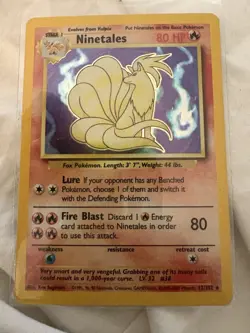 Pokemon TCG Ninetales Holo Rare Unlimited 12/102 Base Set Vintage 1999 - Image 1
