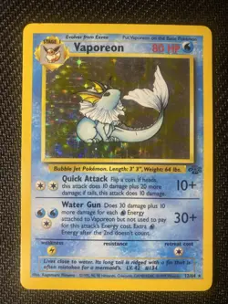 Pokemon Vaporeon Holo Rare Jungle 12/64 80 HP Stage 1 1999 TCG - Image 1