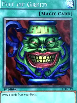 yugioh POT OF GREED LOB-119 North America 1st Ed Rare Lightly Played - Image 2
