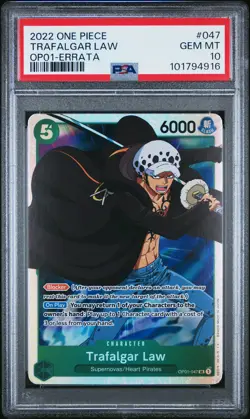 2022 ONE PIECE ROMANCE DAWN OP01-047 TRAFALGAR LAW - PSA 10 - ERRATA ENGLISH #47 - Image 1