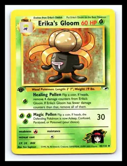 💥 Erika’s Gloom 46/132 1st Edition Stamp Gym Heroes WOTC Pokemon Vintage 2000 - Image 1