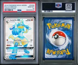 Lucario GX SV64/SV94 Hidden Fates Full Art Rare PSA 10 Gem Mint Pokemon Card - Image 3