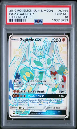 2019 POKEMON SUN & MOON HIDDEN FATES #SV65 FULL ART/ZYGARDE GX PSA 10 - Image 1