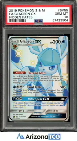 Pokemon 2019 Shiny Glaceon GX SV55/SV94 Full Art Hidden Fates GEM MINT PSA 10 - Image 1