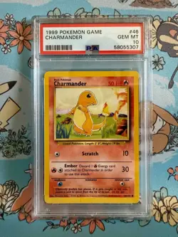 1999 POKEMON CARD TCG BASE SET #46/102 CHARMANDER PSA 10 Gem Mint WOTC - Image 1