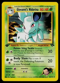 Pokemon Card Gym Challenge 44/132 Giovanni's Nidorina 1st Edition Vintage - Image 1