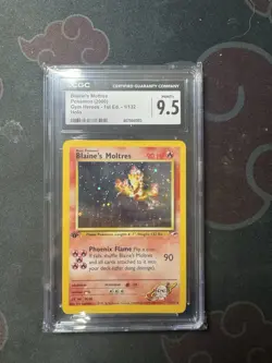 Pokemon TCG Blaine's Moltres Gym Heroes Holo 1st Edition CGC 9.5 - Image 1