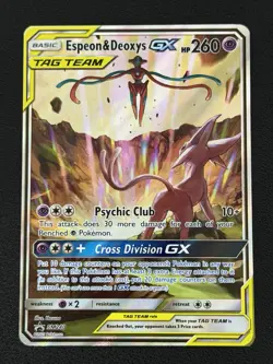 Espeon & Deoxys GX SM240 Promo Full Art Holo Pokemon TCG Black Star Card NM - Image 1