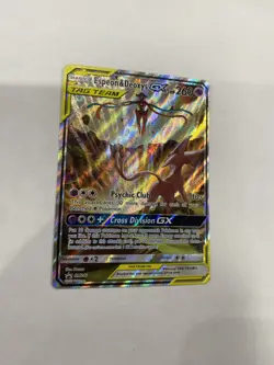 Auth Pokemon TCG Espeon & Deoxys GX SM240 Black Star Promo Full Art Holo Card NM - Image 2