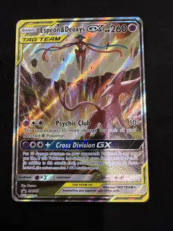 Pokemon Card TCG Espeon & Deoxys GX SM240 Black Star Promo Full Art Holo NM - Image 1