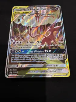 Pokemon Card TCG Espeon & Deoxys GX SM240 Black Star Promo Full Art Holo NM - Image 2