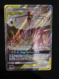 Pokemon Card TCG Espeon & Deoxys GX SM240 Black Star Promo Full Art Holo NM - Image 3