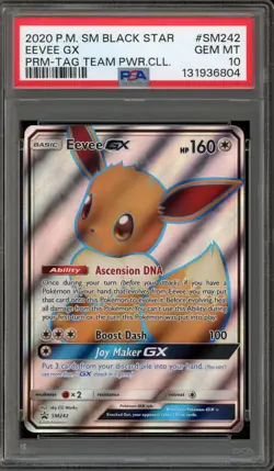 Pokemon Eevee GX Tag Team Powers Coll. Black Star Full Art Promo SM242 PSA 10 - Image 1