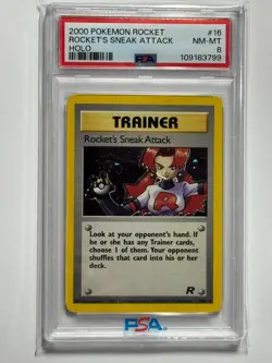 Pokemon Team Rocket Rocket's Sneak Attack 16/82 Holo PSA 8 Near Mint - Image 1