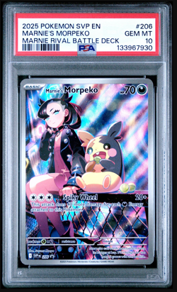 2025 POKEMON SVP EN-SV BLACK STAR PROMO #206 MARNIE'S MORPEKO PSA 10 - Image 1