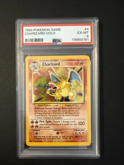1999 Pokemon Game #4 Charizard Holo PSA 6 EX-MT English Base Set Unlimited - Image 1