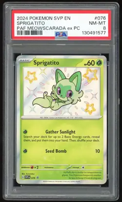 2024 POKEMON SVP EN-SV BLACK STAR PROMO #076 SPRIGATITO PSA 8 NM MT - Image 1