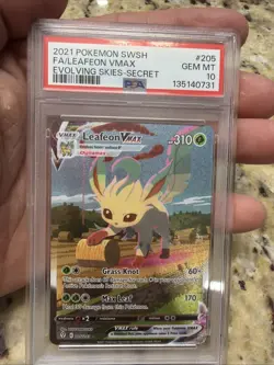 Pokemon Leafeon VMAX Evolving Skies Secret Rare Full Alt Art #205 PSA 10 - Image 1