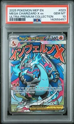 2025 POKEMON MEP EN-ME BLACK STAR PROMO #023 MEGA CHARIZARD X EX PSA 10 - Image 1
