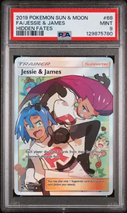 Jesse & James Full Art Trainer PSA 9 Sun And Moon Hidden Fates 68/68 Pokemon TCG - Image 1