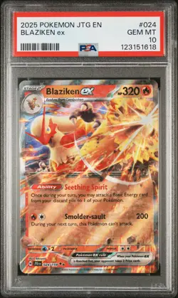 2025 POKEMON JTG EN-JOURNEY TOGETHER #024 BLAZIKEN EX PSA 10 - Image 1