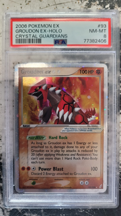 2006 POKEMON Crystal Guardians #93/100 GROUDON EX-HOLO PSA 8 - Image 1