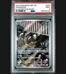 2023 Pokemon Obsidian Flames Houndour 204/197 Illustration Rare - PSA 9 MINT - Image 1