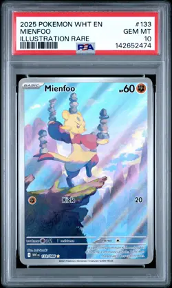 2025 POKEMON WHT EN-WHITE FLARE ILLUSTRATION RARE #133 MIENFOO PSA 10 - Image 1